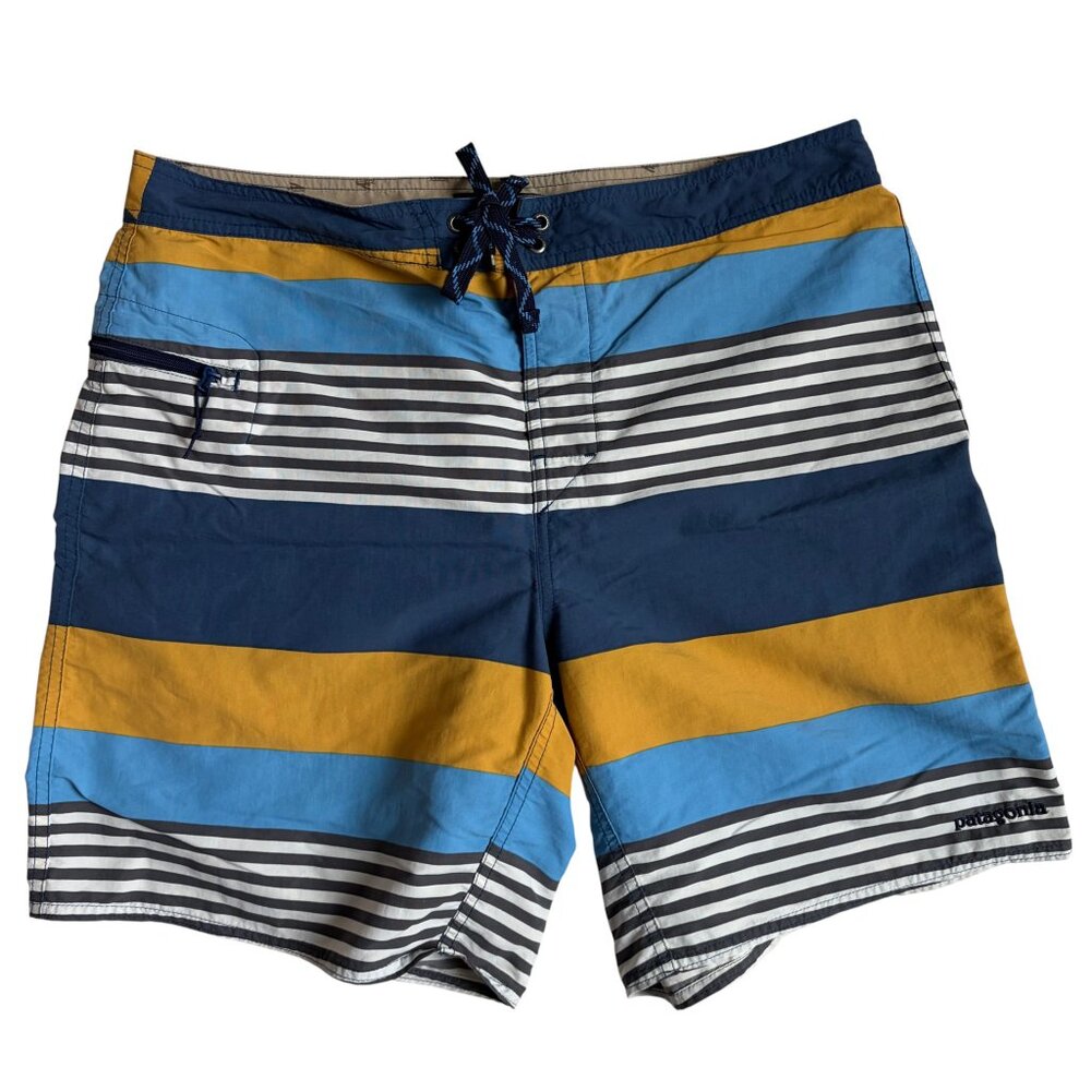 Patagonia Wavefarer Board Shorts 19" (Fitz Stripe: Yurt Yellow) - Size 36